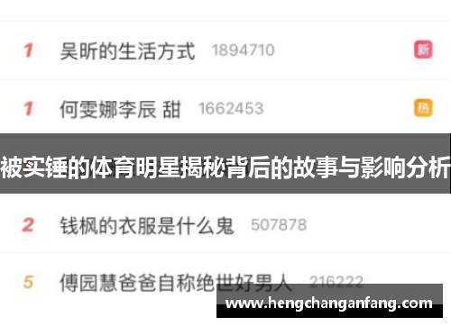 被实锤的体育明星揭秘背后的故事与影响分析